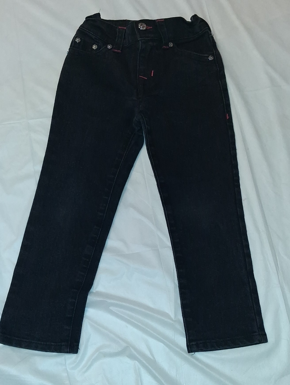 True Religion Black Jeans with Red Contrast Stitching